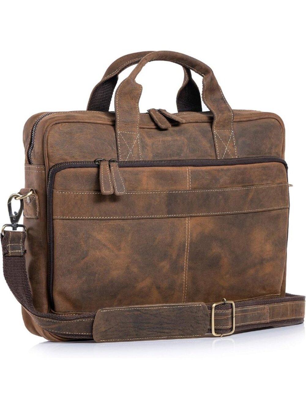 Stylish Leather Briefcase for 16" Laptop | Unisex Messenger Bag & Satchel
